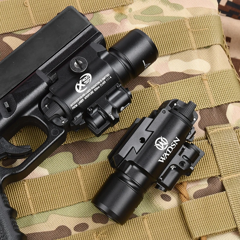 Фото Военный Тактический фонарик X400, красный, зеленый лазер, пистолет для охоты, разведывательное оружие, Аксессуар подходит для Пикатинни 20 мм рельс X400 №2