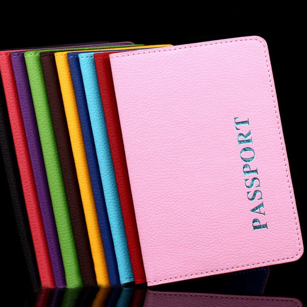 

1PC Passport holder litchi grain PU passports tickets holder passport cover passport bag clip for leather