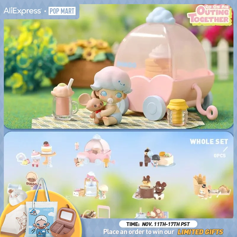 POP MART Dimoo Go On An Outgonging Together Series загадочная коробка 1PC/12PC глухая коробка Cute