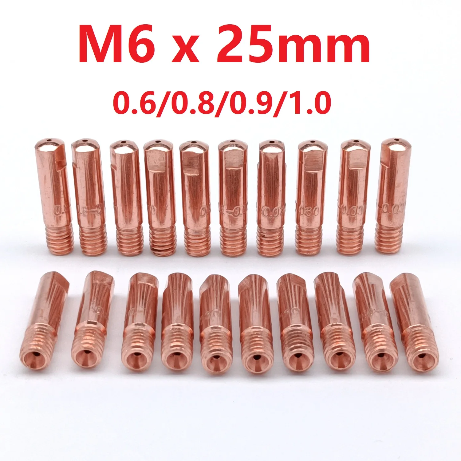 0.6 0.8 0.9 1.0 M6 M6x25 Contact Tip 14AK 15AK MB14 MB15 MIG Gun Torch Welding Part 20 Pieces