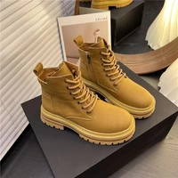 2022 spring frosted leather boots female casual boots fashion preppy style womens shoes thick heels boots women new