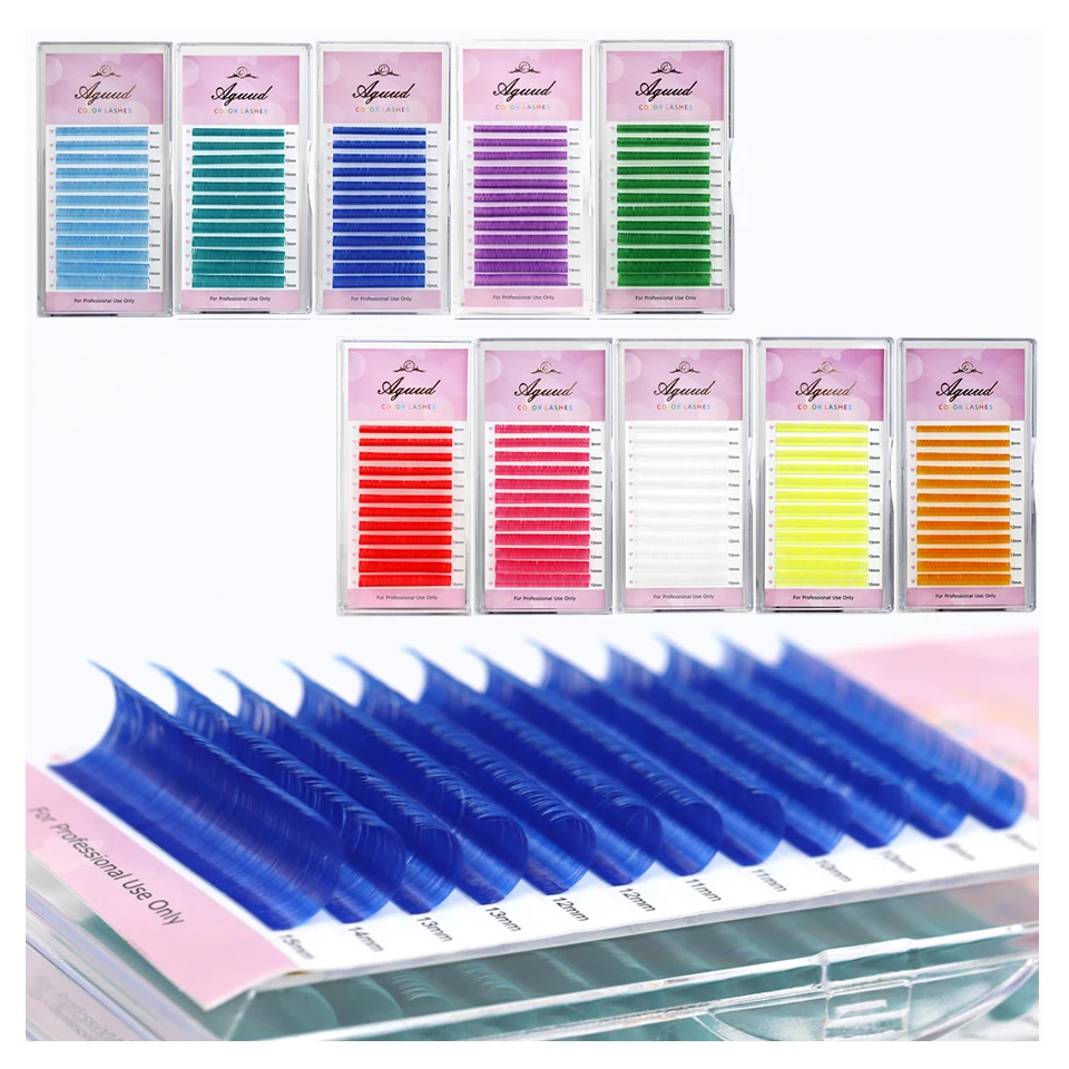 

AGUUD Festival Colorful Eyelash Extensions Brown Blue Purple Neon Color Lash Individual False Colored Mink Lashes Makeup Cilios