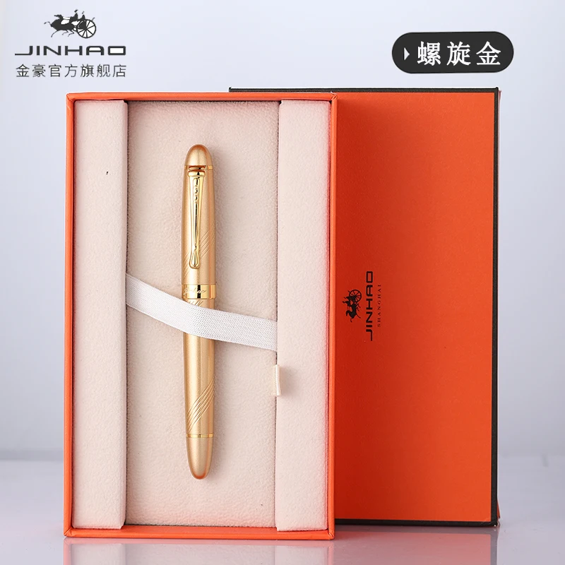 

JINHAO X450 Classic Fountain Pen Luxury Gold Trim Iraurita 0.5mm/1.0mm Bent Nib Writing Office Signature School Calligraphy New