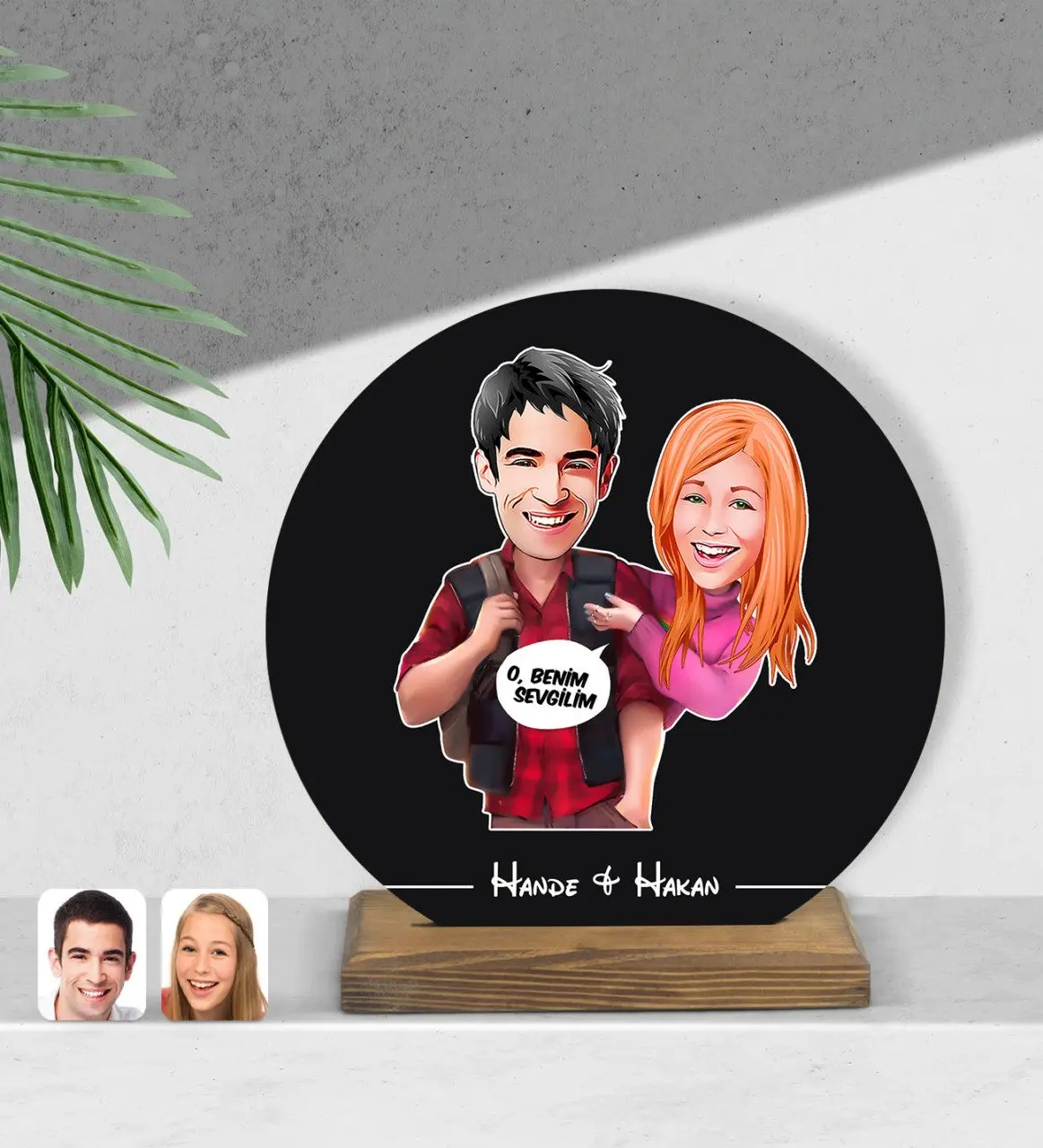 

Personalized valentines cartoon round wooden Biblo-91