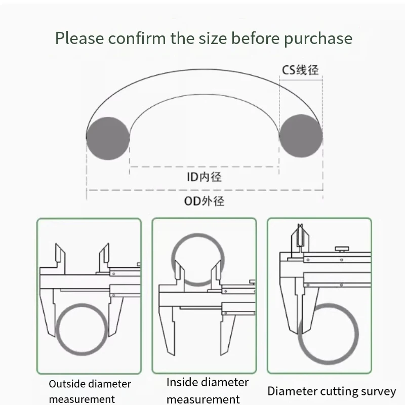 Уплотнительное кольцо FKM из фторрезины зеленого цвета CS 1 9 мм OD 5 мм-150 толщина