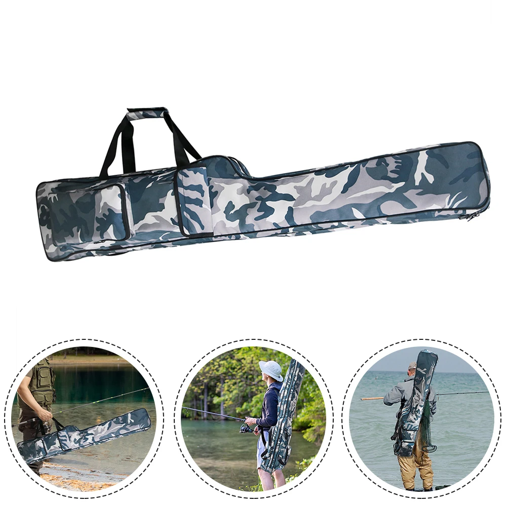 

Fishing Rod Bag Foldable Fishing Rod Carrier Fish Pole Tools Storage Bag Case 128cm Fishing Tackle Case Multifunctional Backpack