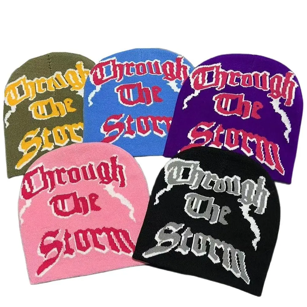 

Letter Printing Knitting Cap Hat Fashion Y2k Warm Beanie Bonnet Ins Wool Acrylic Cold Cap Outdoor