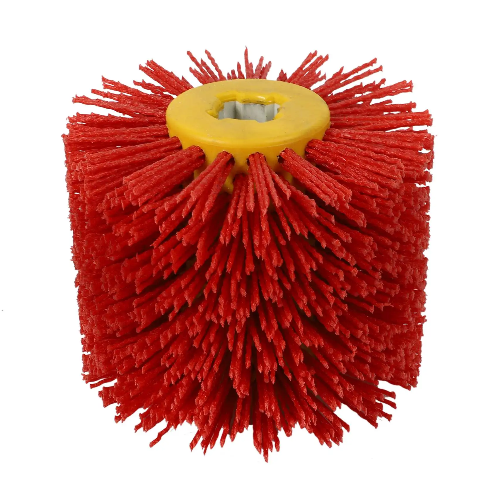 Red Abrasive Wire Drum Brushes Deburring Polishing Buffing Wheel for Furniture Wood Angle Grinder Adapter