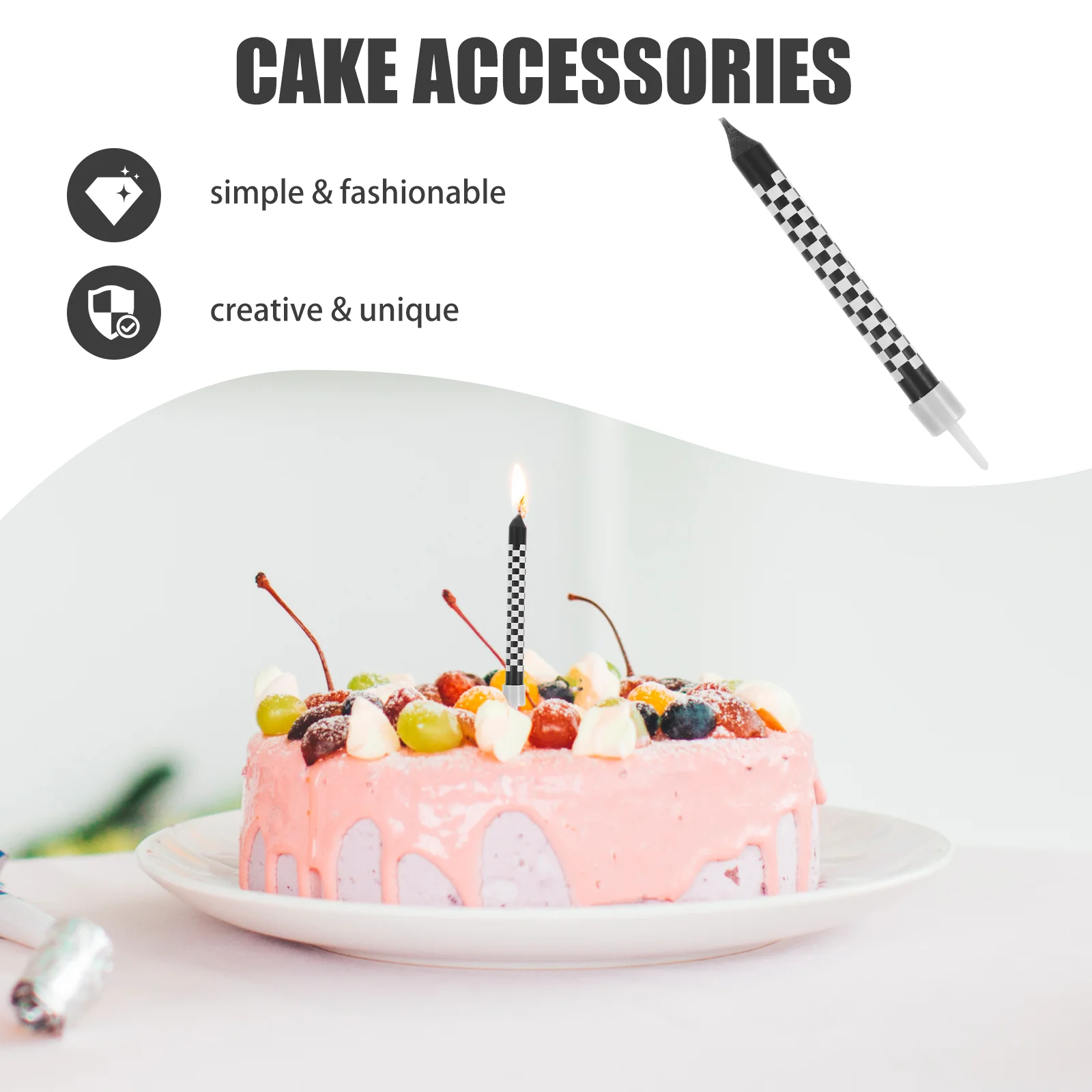 12 шт. украшения для торта на день рождения черный клетчатый бумажный стаканчик