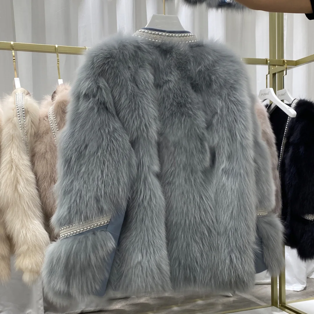 Coat women's midi length fur young winter