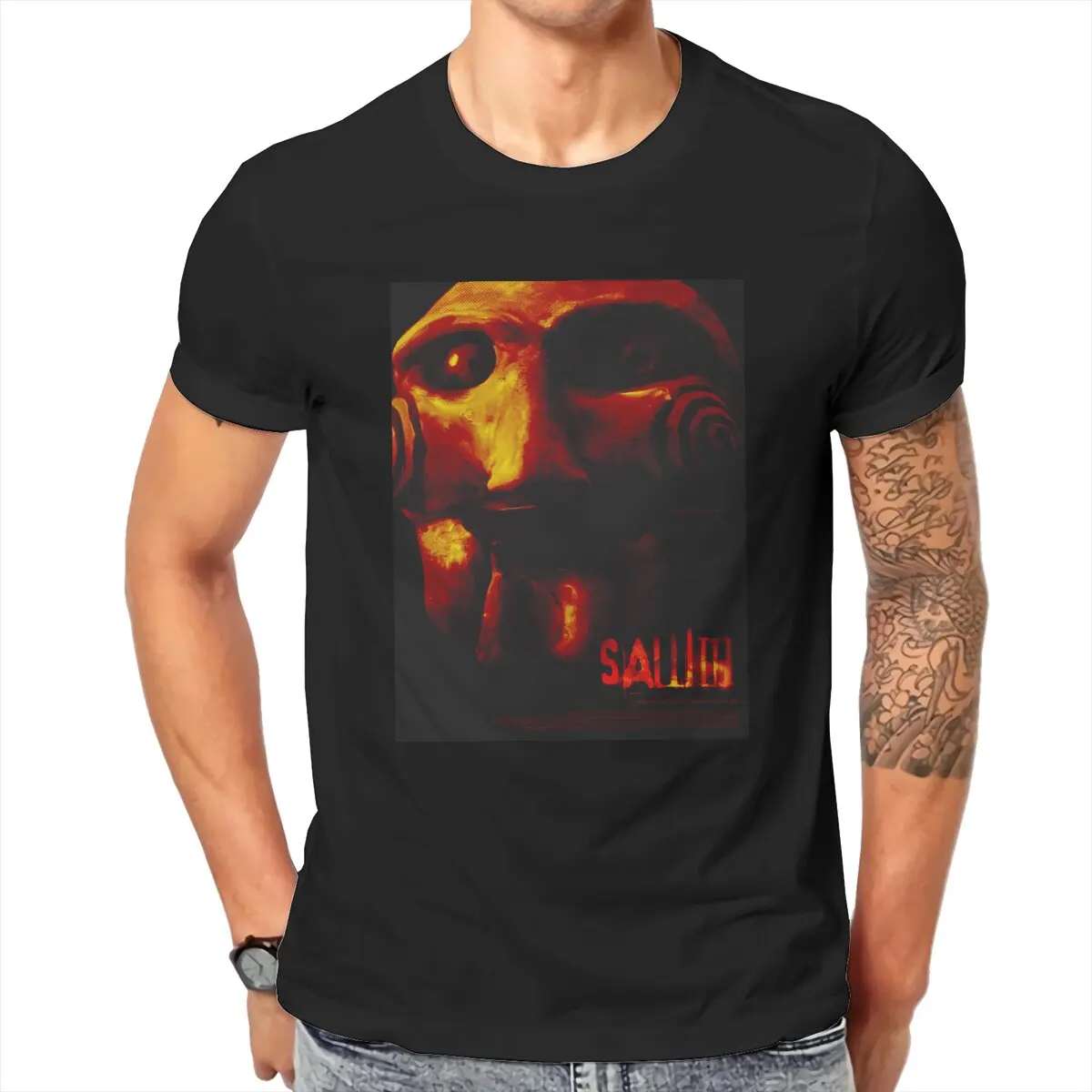 

Men T-Shirt Saw 3 Poster Vintage Cotton Tees Short Sleeve Horror Movie Blood T Shirts Round Collar Clothing Plus Size