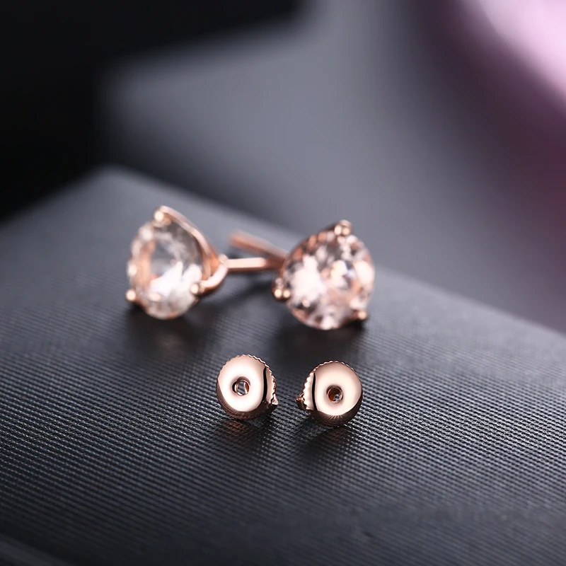 Серьги-гвоздики из настоящего 18-каратного розового золота 7 мм