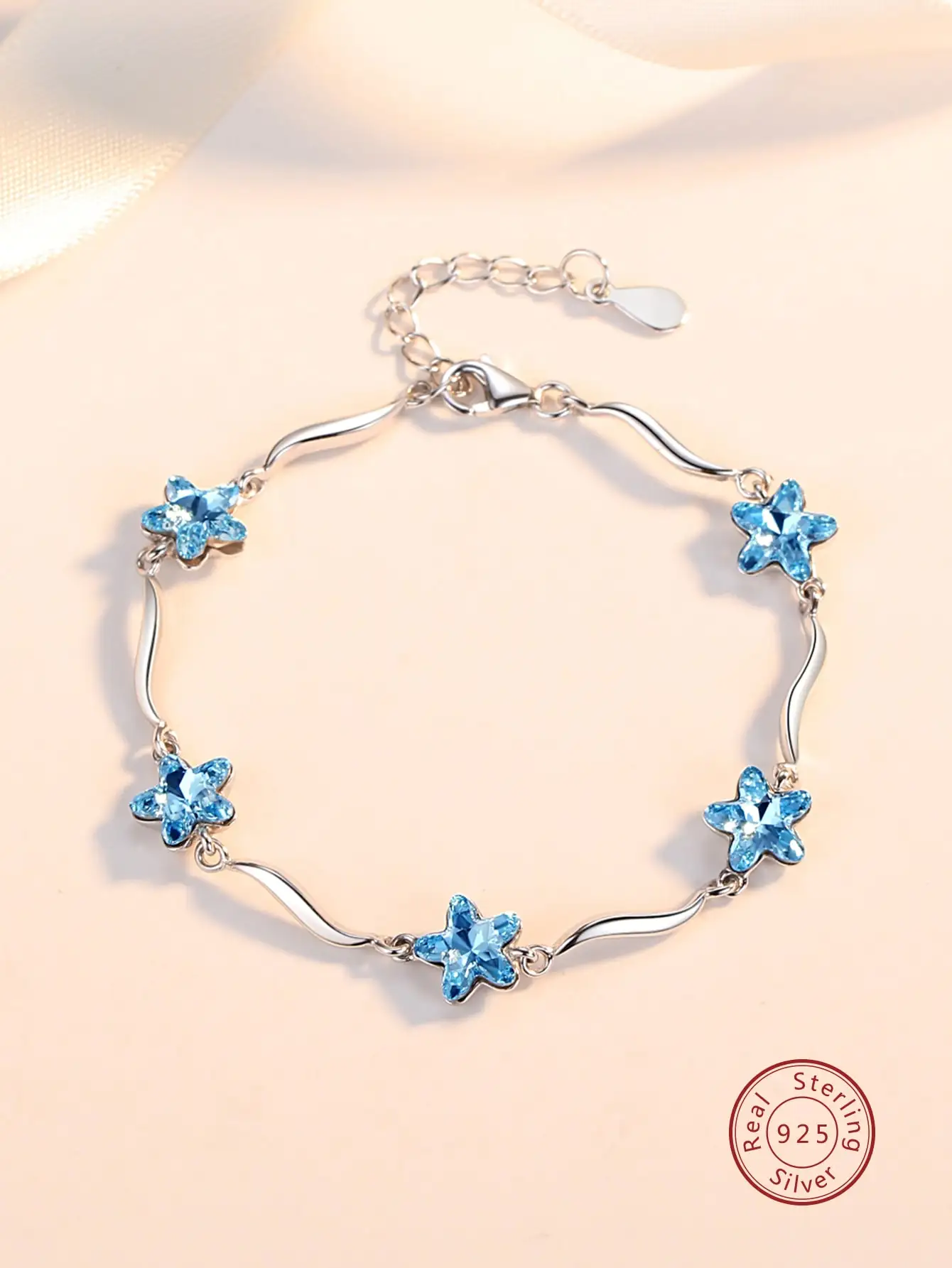 Женский браслет из стерлингового серебра 925 пробы с кубическим цирконием