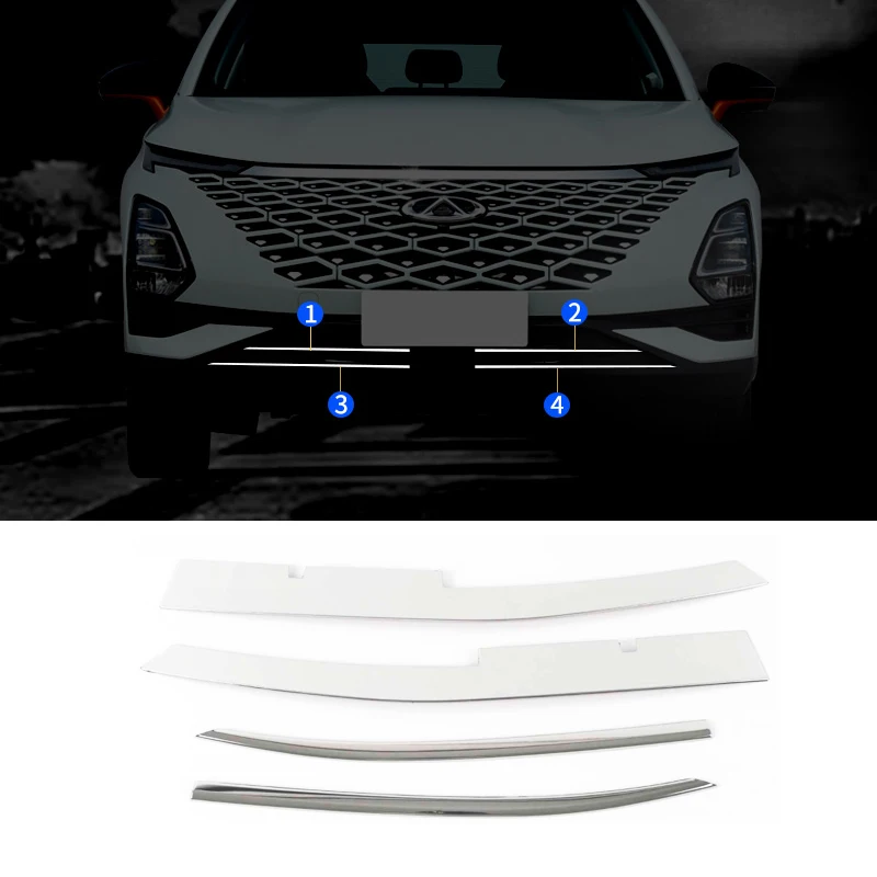 

Передняя решетка из нержавеющей стали для автомобиля, украшение для бампера, защита для Chery Omoda C5 5 FX 2022 2023 2024, набор аксессуаров, установка