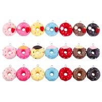 10pcs 2126mm kawaii donuts food charms 3d resin keychain charms for ear jewelry making cute charm keychain accessories supplies