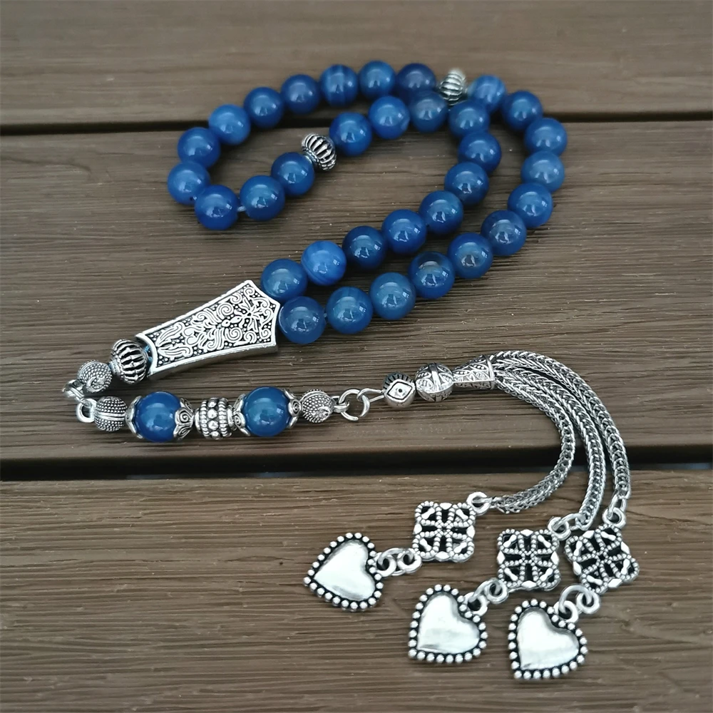 

Wholesale 8MM Blue color Stone Islamic Prayer Muslim Rosary Tasbih Tasbeeh Beads