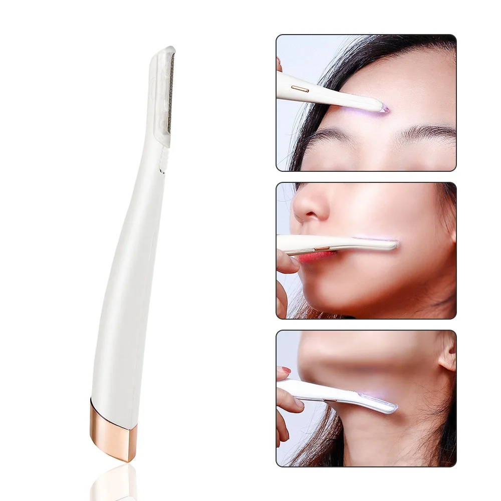 Face Hair Remover Lighted Facial Expoliator Electric Shaver Razor Face Hair Shaver Painless Exfoliates Dead Skin Neck Clean Tool