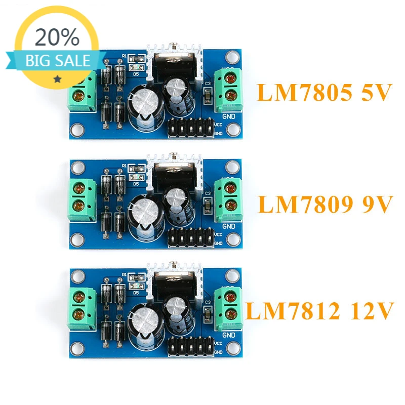 

LM7805 LM7809 LM7812 DC/AC 5V 9V 12V Three Terminal Voltage Regulator Power Supply Module Output Max 1.2A