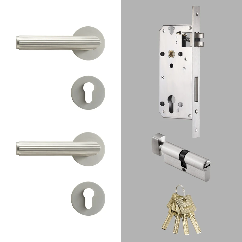 

Дверной замок Dooroom латунный полосатый матовый серебристый