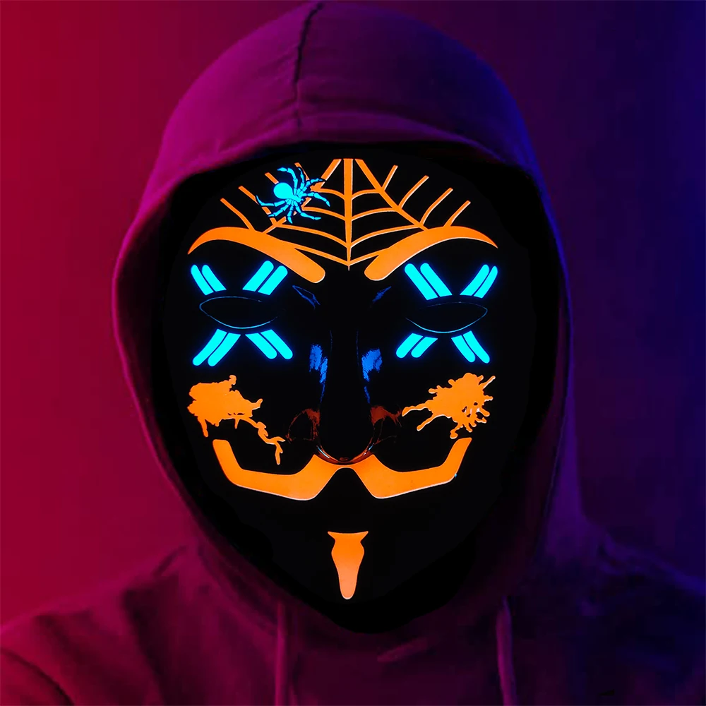Страшная Праздничная светодиодная маска на Хэллоуин маскарадная Бриллиантовая