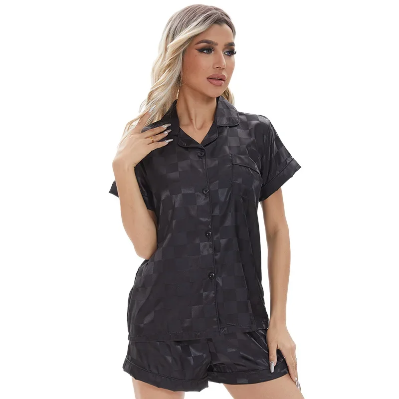 Женская пижама верхняя одежда домашняя двойной короткий клетчатый костюм Amazon Shein