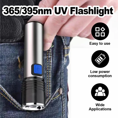 Портативный ультрафиолетовый фонарик Uv Led 365 нм  черный