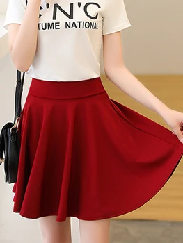 Black Pleated Skirt High Waist A-Line Casual Mini Skirt with Lined Japanese Fashion Chic 2023 New Solid Girls Clothing 3
