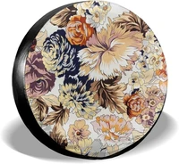 delumie fall decor geometric vintage flower motif spare tire covers cute car accessories for women rv tire covers for trailers j