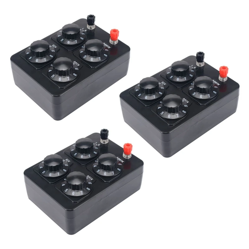 

Retail 3X 0-9999 Ohm Simple Resistance Box Precision Variable Decade Resistor Teaching Instrument