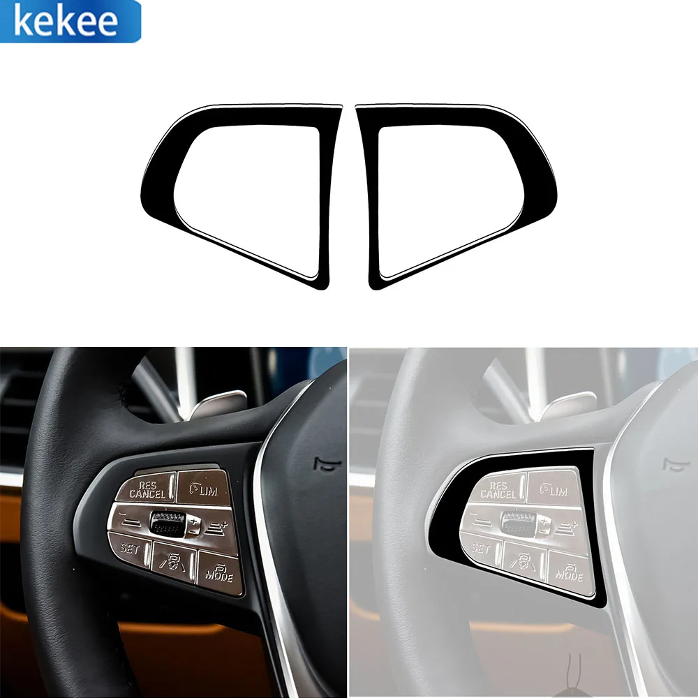 

For BMW 3 Series G20 G28 325li 330d 335 2019-2021 Piano Black Car Steering Wheel Button Frame Decoration Accessories Stickers