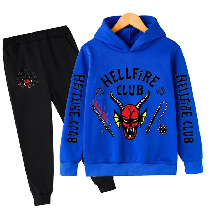 

Boys Stranger Things 4 Hoodies + Casual Trousers Children Hellfire Club Hoodies Set Fashion Clothes Girls Hoodies Pants Autumn