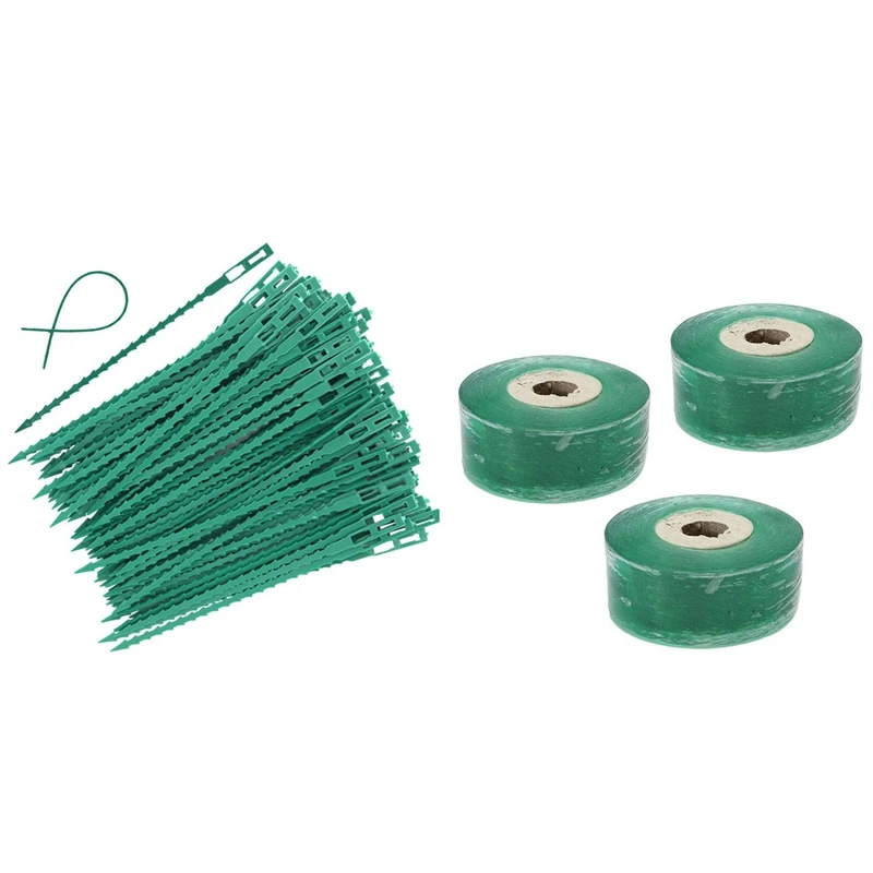 

3 Pcs Grafting Tape, Vegetable Grafting Tapes With 100 Pcs Adjustable Garden Plant Twist Ties, 6.7 Inch For Secure Vine