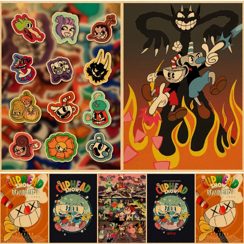 Постер cuphead, Настенная картина в виде игры, постеры и принты в скандинавском стиле, настенные картины для гостиной, Декор без рамки