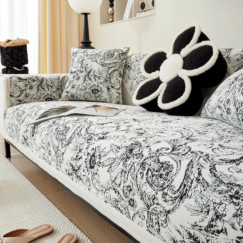 

Living Room Sofa Cover Chenille Couch Covers Jacquard Sofa Cushion Four Seasons Sofa Towe L-shaped Couchs Cover Protection Set