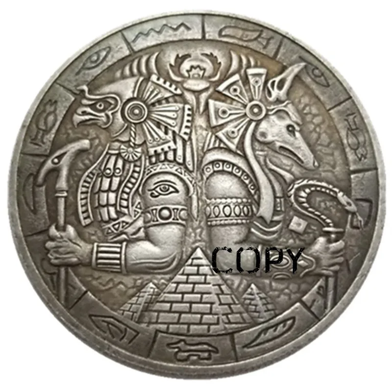 

Pyramid Wanderer Commemorative Coin Anubis and Eagle Collect Coins Antique Crafts Home Decoration Gift Accessories Desktop Gifts