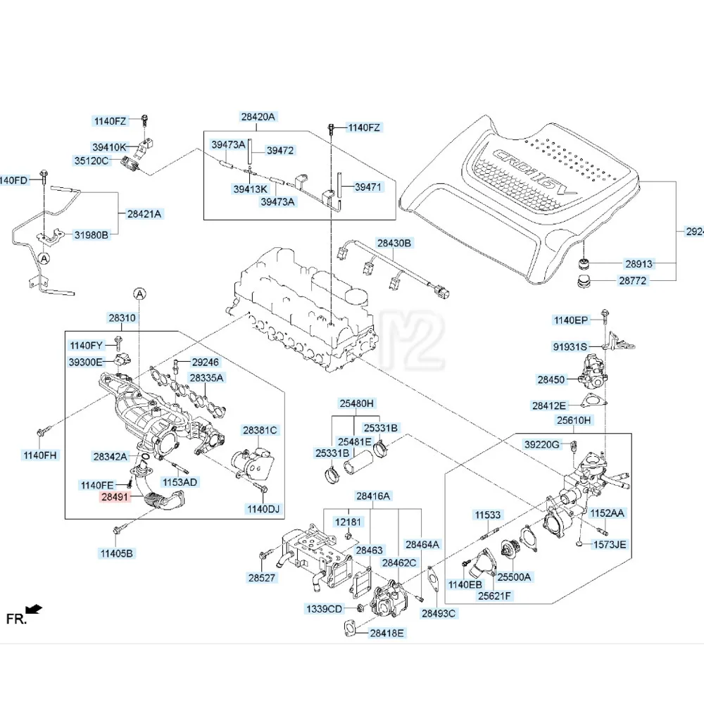 Для Hyundai Tucson Palisade Santa Fe Sorento K7 Sportage 2 D4BH 2011 трубопровод Клапана EGR 284912F610 28491 2F610 28491-2F610