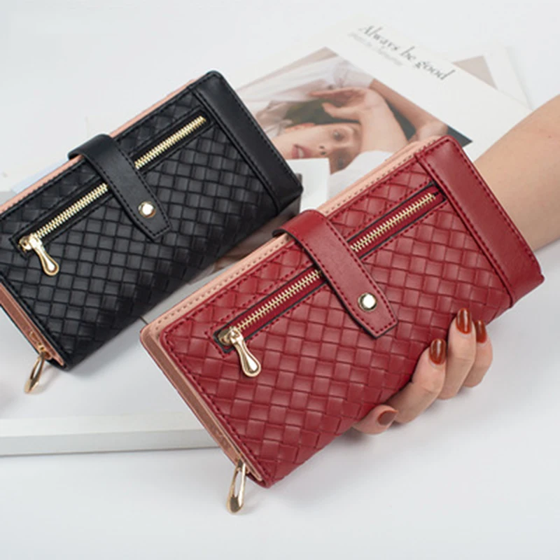 

Women's Long Wallet Fashion PU Leather Card Holder Ladies Coin Purses Passport Cover High Quality Female Zipper Wallets