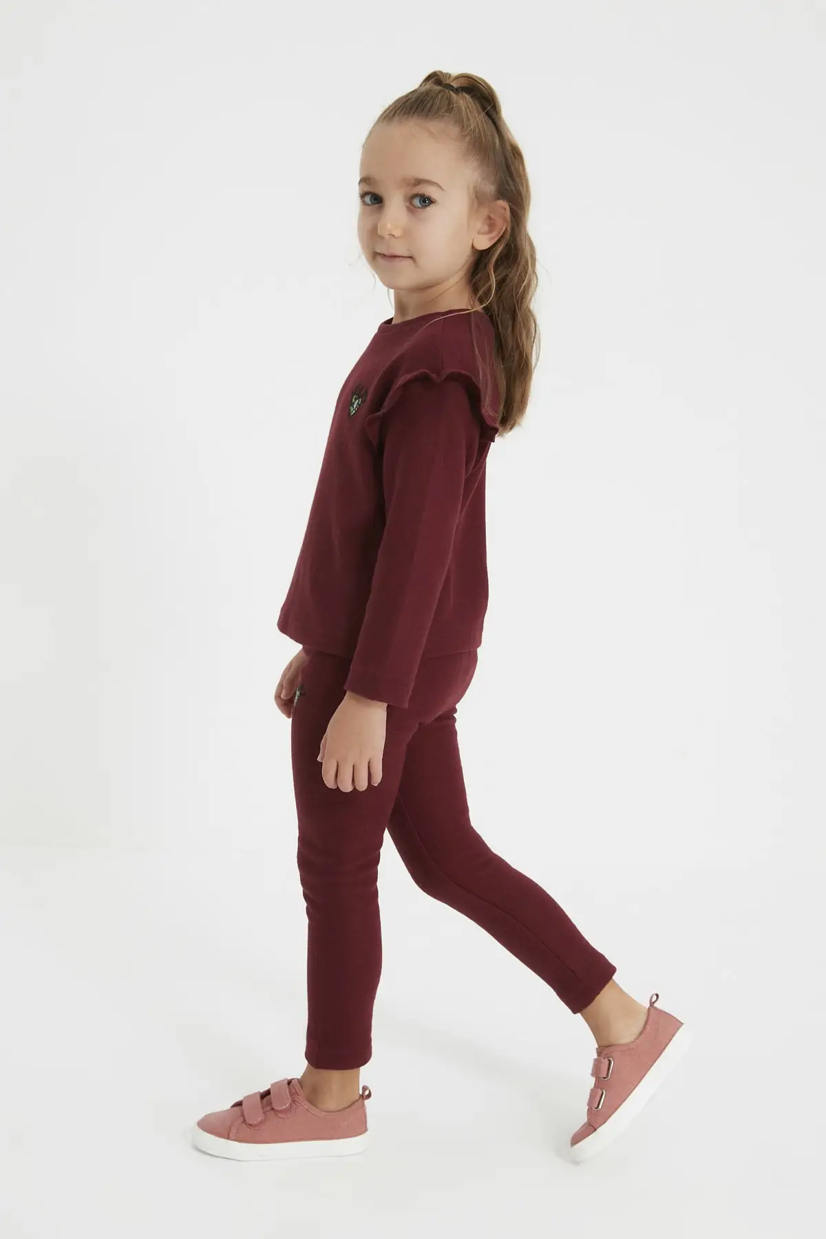 

Recycle Embroidery Detail Female Child Knitted Leggings TKDAW22TA0098