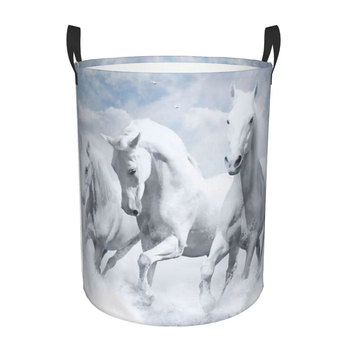 Красивая корзина для белья с рисунком бегущей лошади складная одежды животными