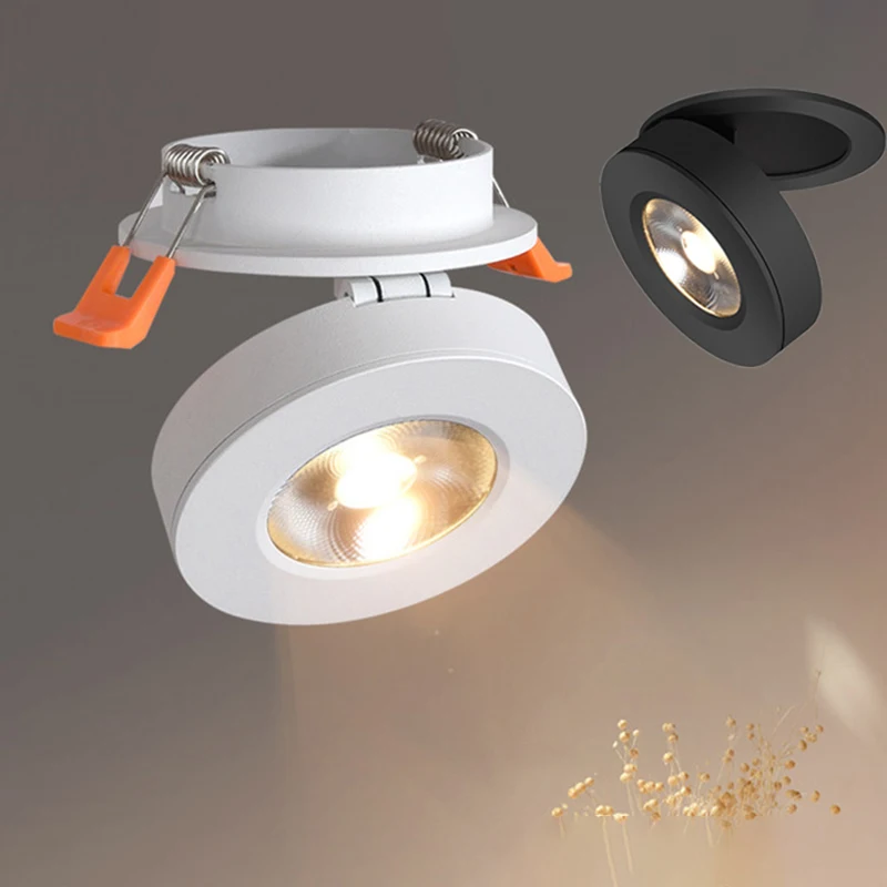 

90degree Rotatable Dimmable Spot Lighting Recessed Degree 360 Slim Light Foldable Ceiling Downlight Indoor