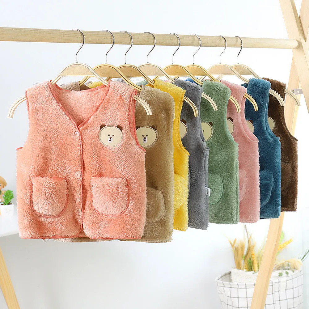 

Children's Vest Spring and Autumn Winter Double-sided Coral Plush Plush Plush Vest Korean Version Children's Waistcoat Baby Vest