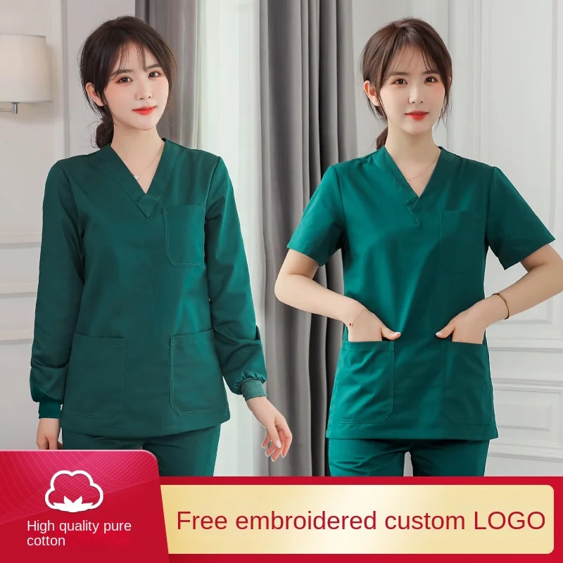 

Hand-washing clothes short-sleeved doctor's clothes pure cotton operating clothes operating room unisex suit pet hospital work c