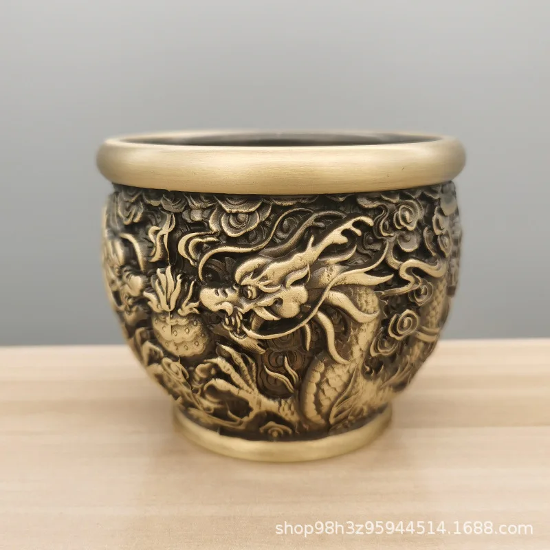

Pure Brass Dragon Pattern Cylinder Boy Meets Girl Cylinder Cornucopia Lucky Cylinder Ashtray Creative Crafts Ornaments