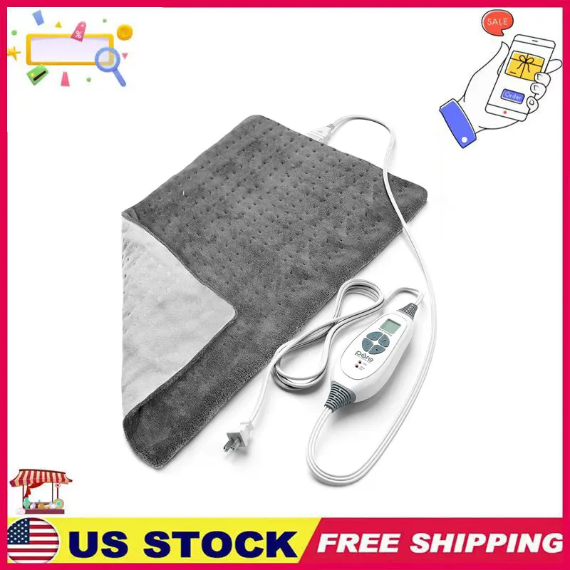 

New (12"x24") Electric Heating Pad for Back Pain and Cramps 6 Settings, Machine-Washable, Auto Shut-Off, and Moist Heat