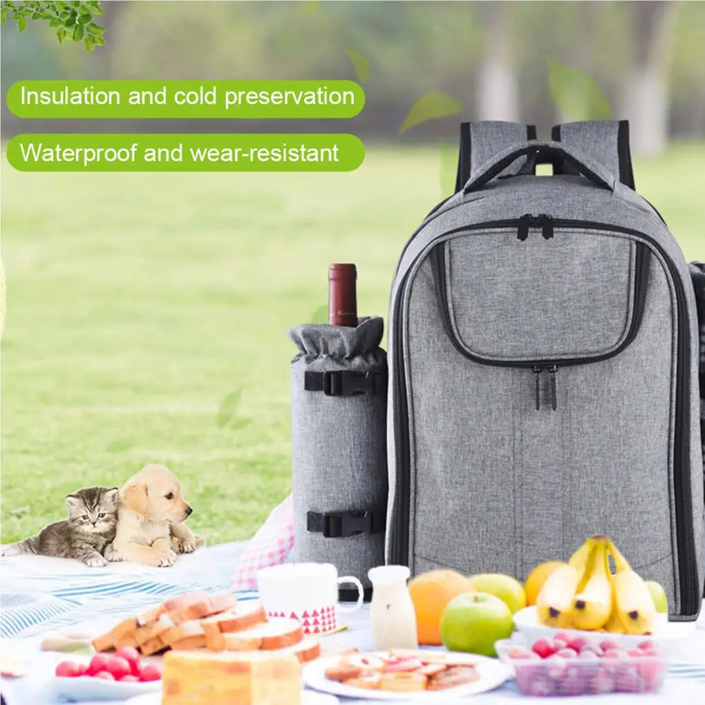 

Picnic Backpack Bag 4 Person Portable Insulation Bags Carrying Storager Kitchen Travel Lunch Women Kid Camping