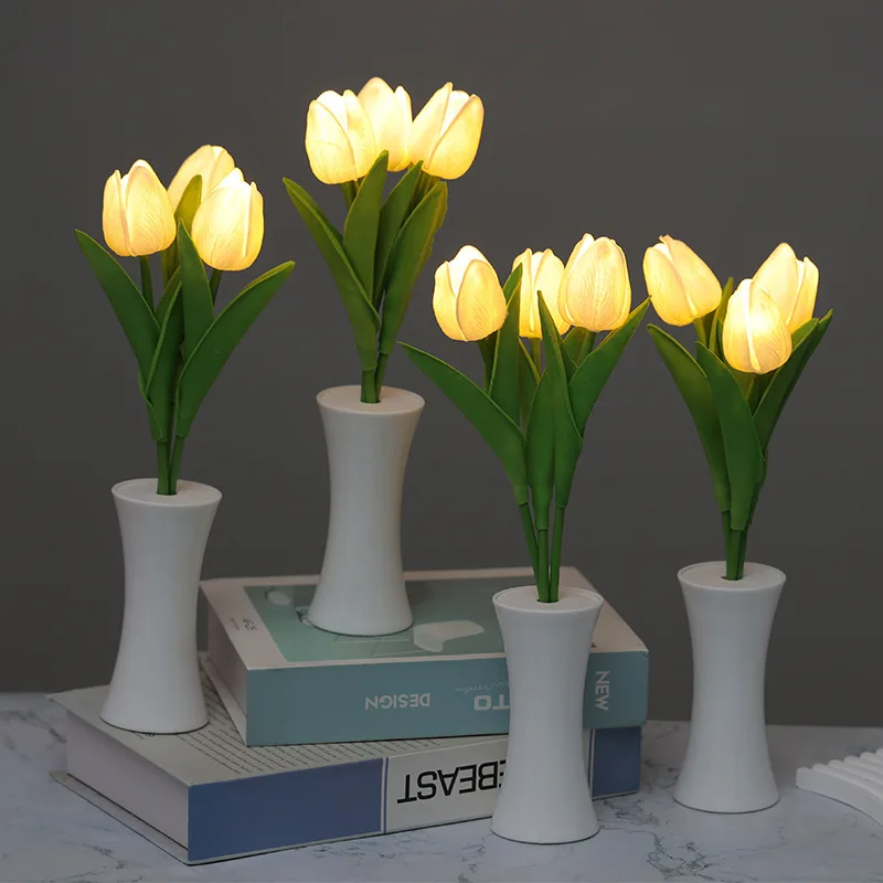 

Wedding Decoration Tulip Artificial Flowers Night Light Anniversary Birthday Party Favor Valentines Day Gift Home Bedroom Decor