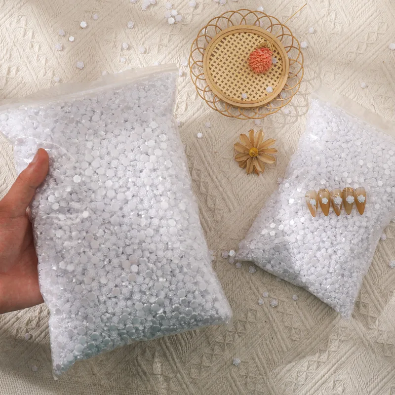 

50g/bag 3D Resin Camellia Aurora White Rose Flower Glitter Flatback 6MM/8MM Varnish Manicures Nail Art Accessorie Jewelry Charm