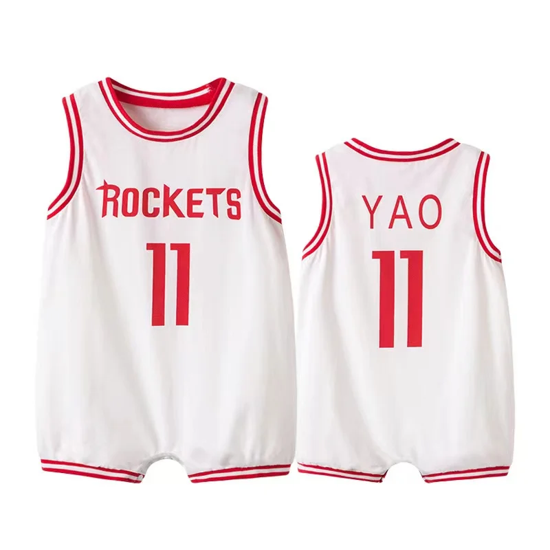 2022 Summer Basketball Sleeveless Romper Baby Clothes for Newborns 1 Piece Kids Clothing Set Sport Jumpsuit Cotton Tracksuits