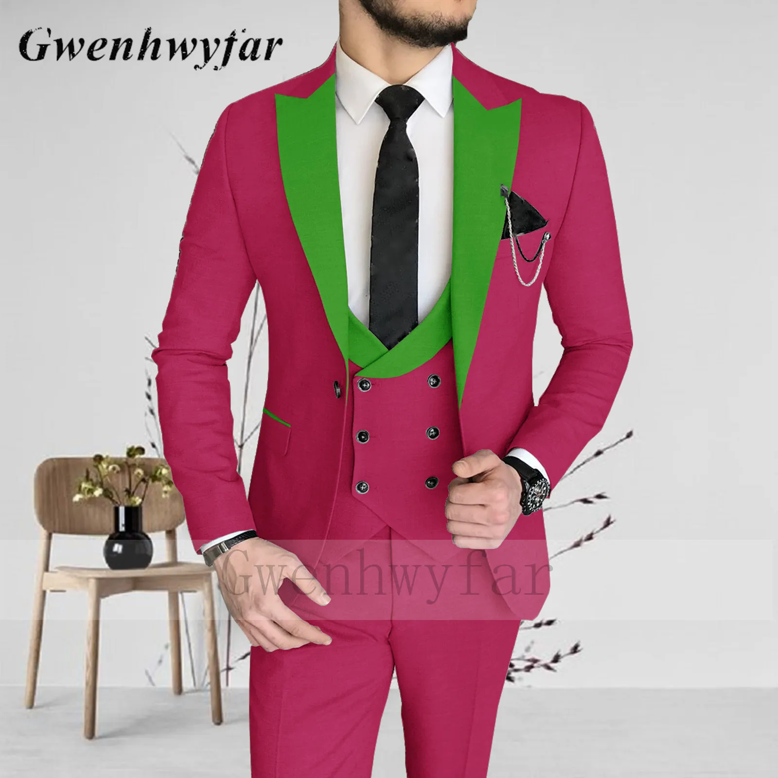 Gwenhwyfar ярко-зеленые мужские модные костюмы с лацканами 2022 крутая одежда для