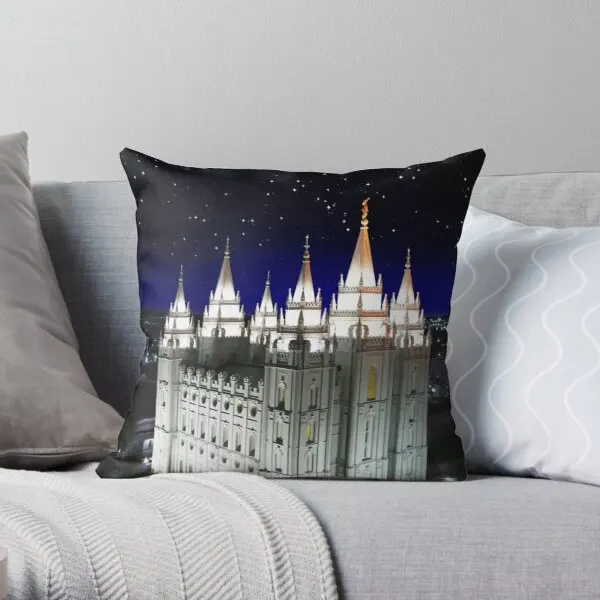 

Salt Lake Temple Starry Night 20X30 Printing Throw Pillow Cover Soft Decor Fashion Case Car Cushion Comfort Pillows not include